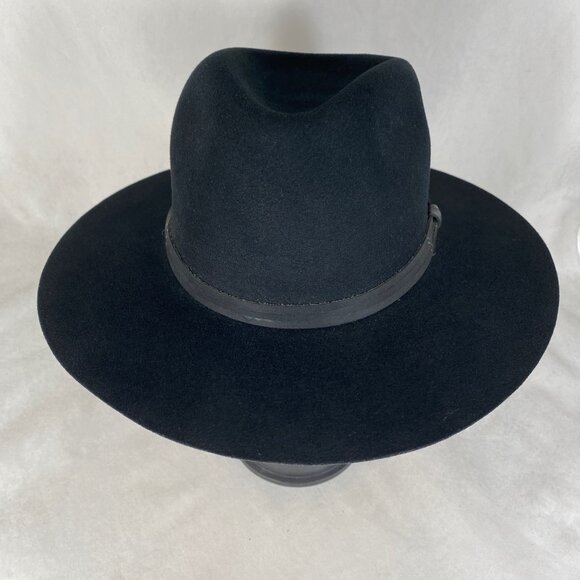 Goorin Bros Ruby Clark Wool Felt Fedora Hat Stiff Wide Brim Leather Band Black M main image 5